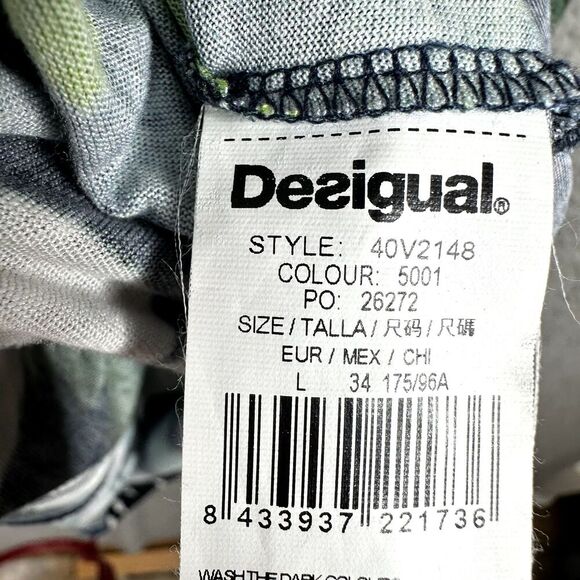 Desigual Womens Dress Size Large Blue Floral Sleeveless Drape Neck Style 40V2148 - Picture 7 of 15